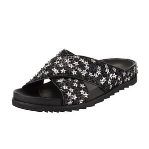 ASH Uranus Star Sequin Embellished Crisscross Slide Sandal Size 35 US 5/6